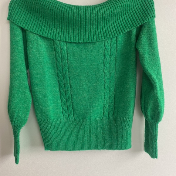 Haley Off Shoulder Sweater In Green - Picture 5 of 10